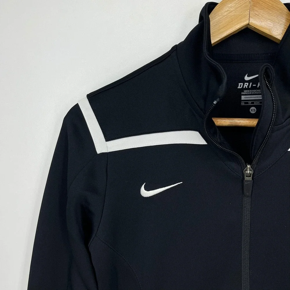 Nike Dri-FIT Track Jacket‎ Womens XS Black White Full Zip Athletic 535663-012